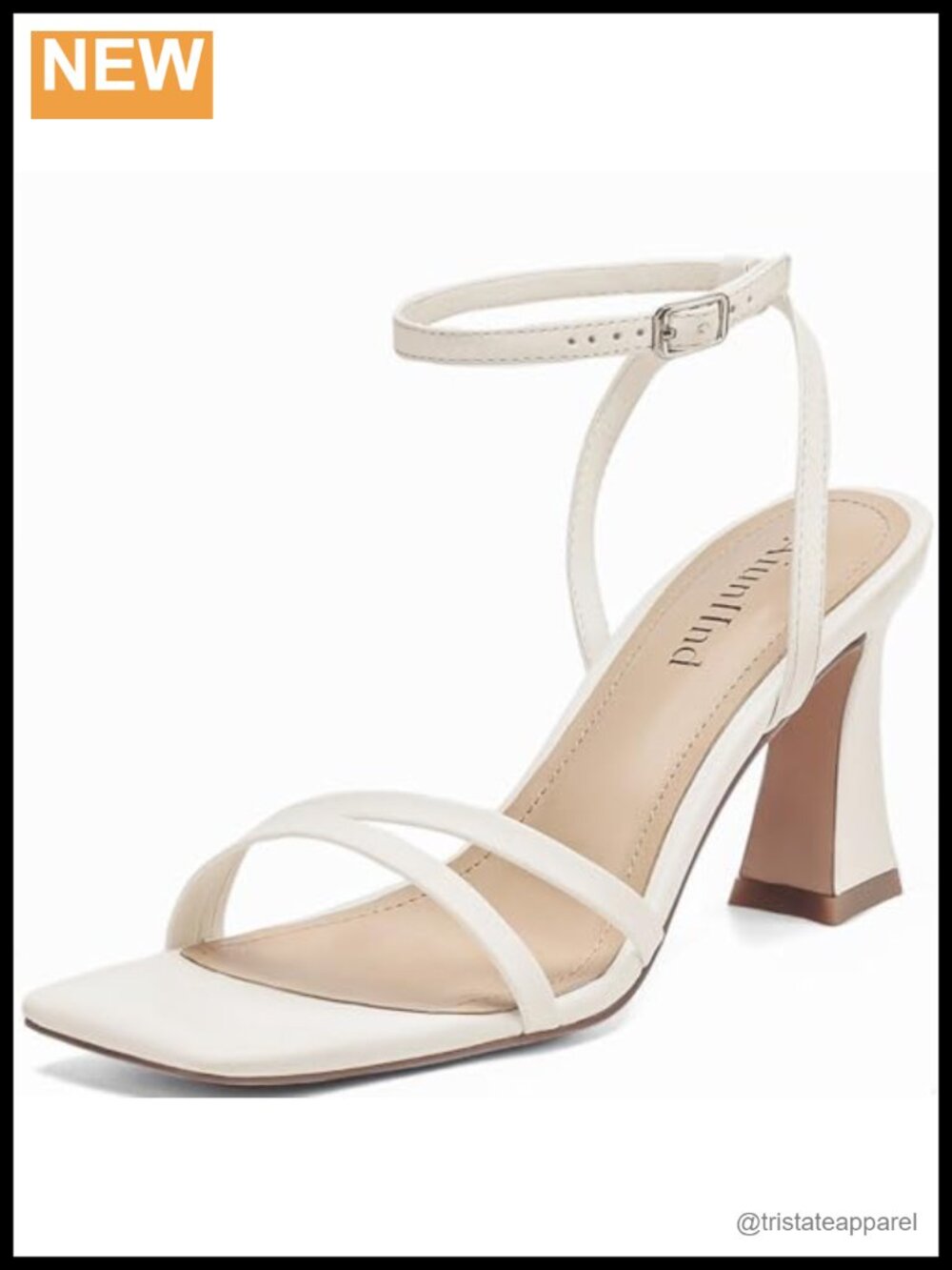Chunky Heel Strappy Sandals Square Open Toe Faux Leather